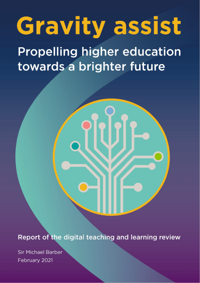 Cover of the 2021 OfS report: Gravity assist - report of the digital teaching and learning review